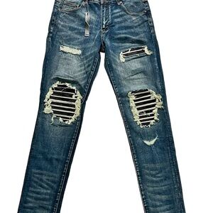 AMIRI Blue Skinny Distressed Jeans